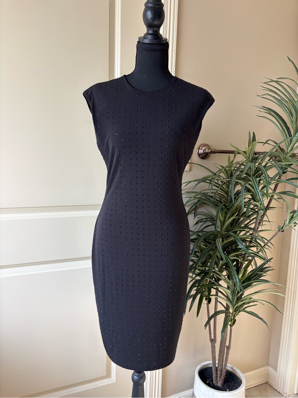 Calvin Klein Black Studded Sheath Dress
